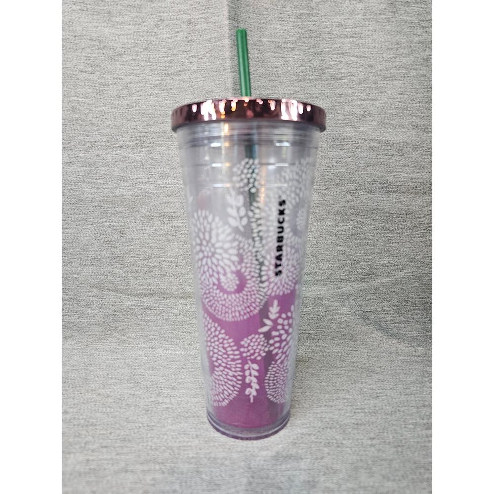 STARBUCKS COFFEE 2013 DANDELION BLOSSOM PURPLE- Tumbler Cold Cup Venti 24 oz